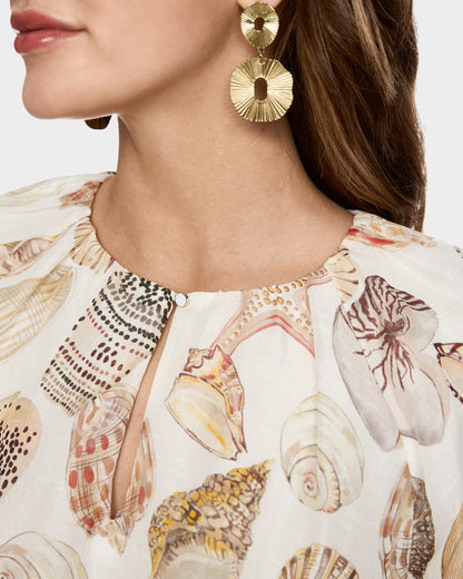 Shell Print Dress - Ivory