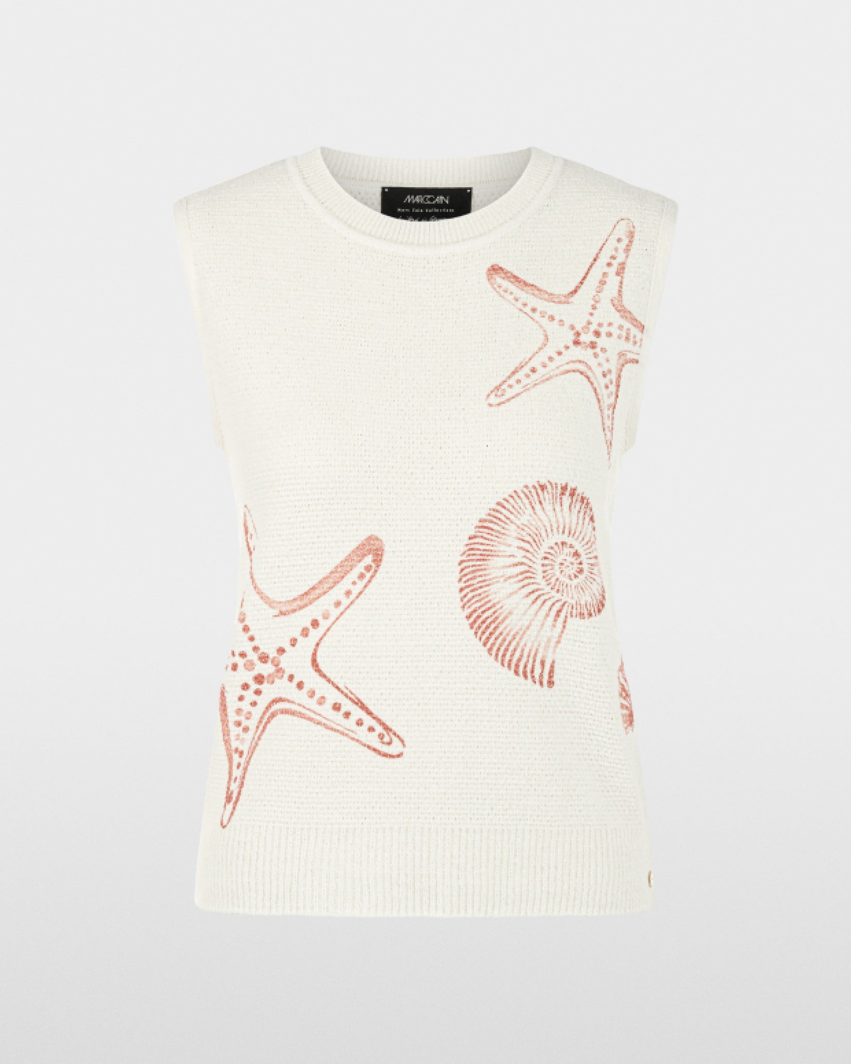 Shell Print Knitted Sleeveless Top - Ivory