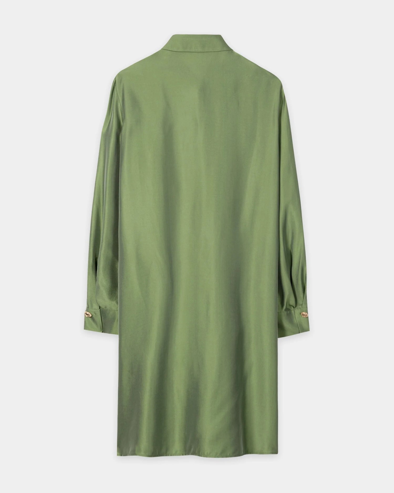 Shirt Dress Silk Blend - Moss Green