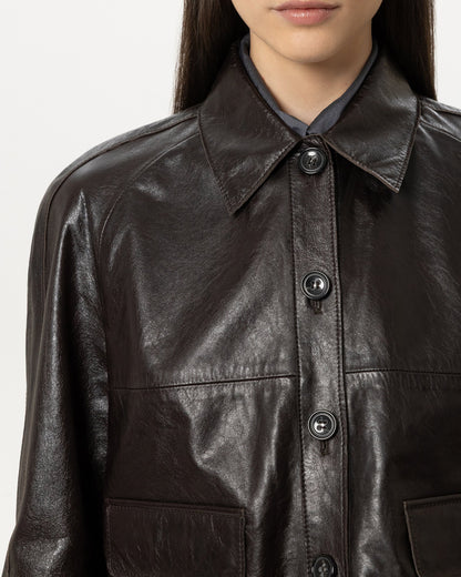 Short Leather Jacket - Truffle