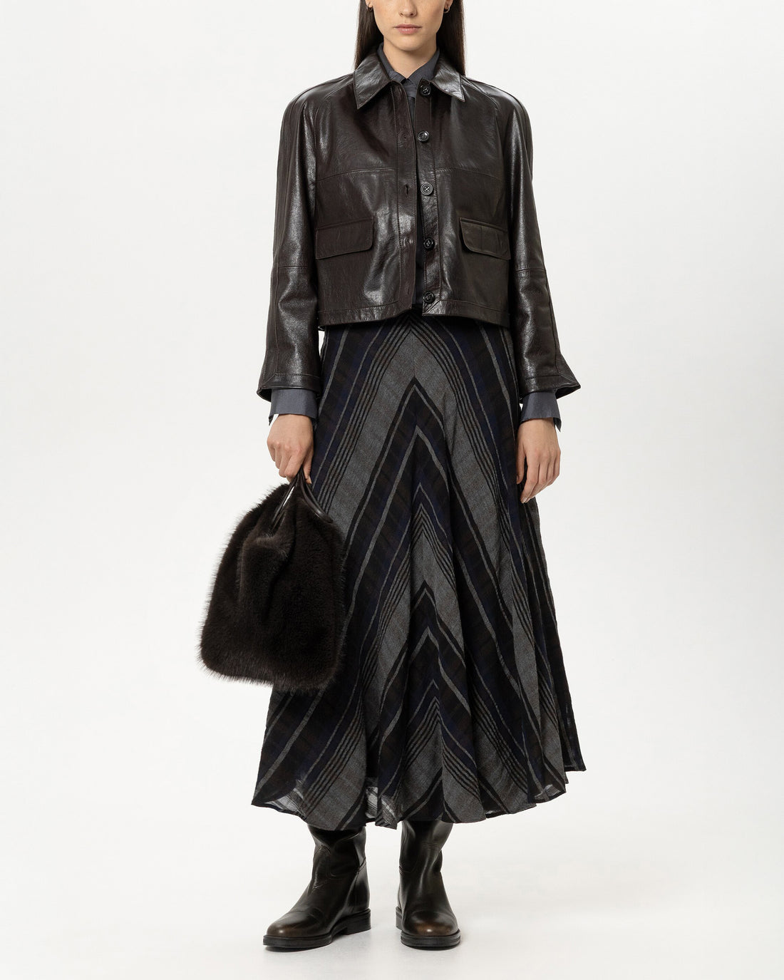 Short Leather Jacket - Truffle