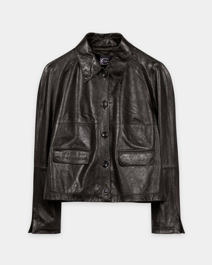 Short Leather Jacket - Truffle