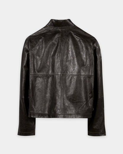 Short Leather Jacket - Truffle