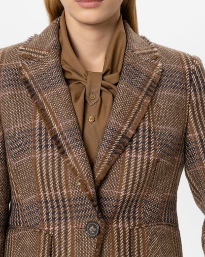 Single Button Tweed Blazer - Multi