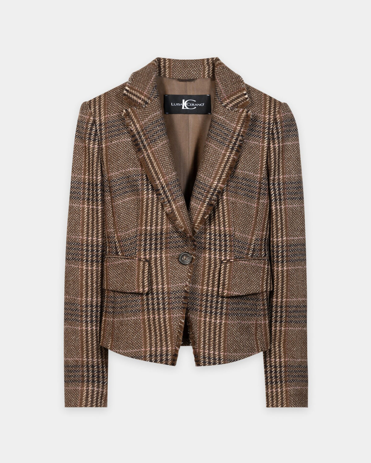 Single Button Tweed Blazer - Multi