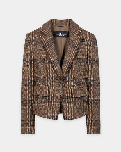 Single Button Tweed Blazer - Multi