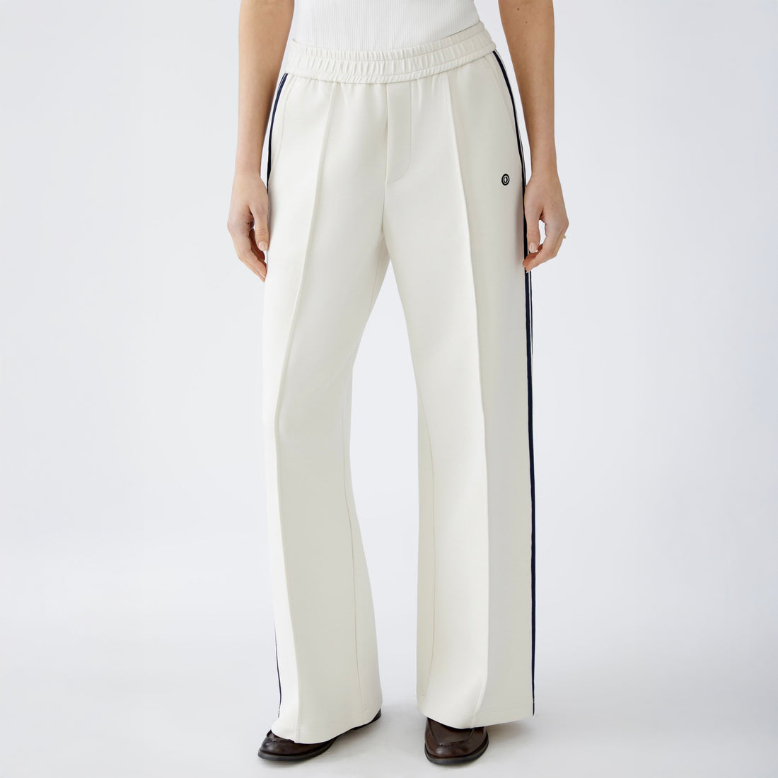 Slip On Side Stripe Trousers - Off White