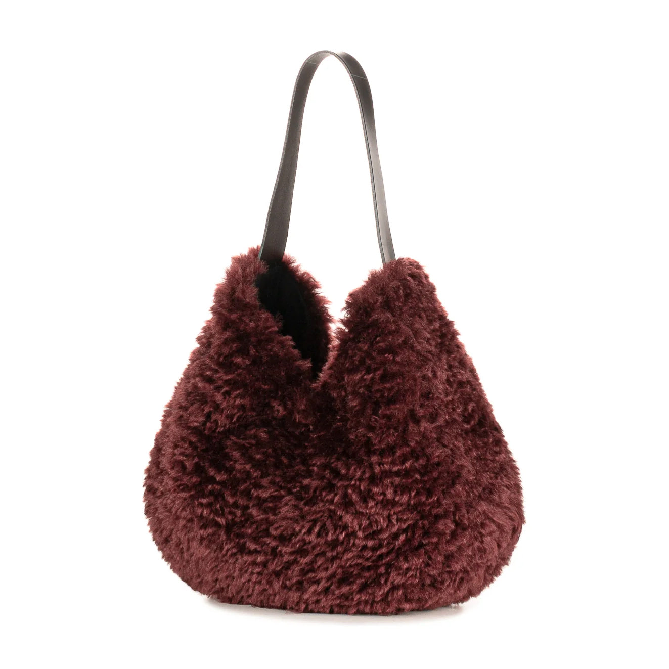Slouch Bag - Burgundy Faux Sheepskin
