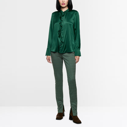 Smart Frill Front Shirt - Dark Jade Green