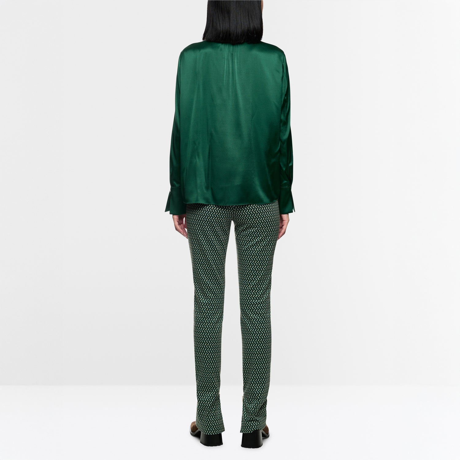 Smart Frill Front Shirt - Dark Jade Green