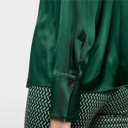 Smart Frill Front Shirt - Dark Jade Green