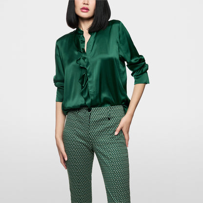 Smart Frill Front Shirt - Dark Jade Green
