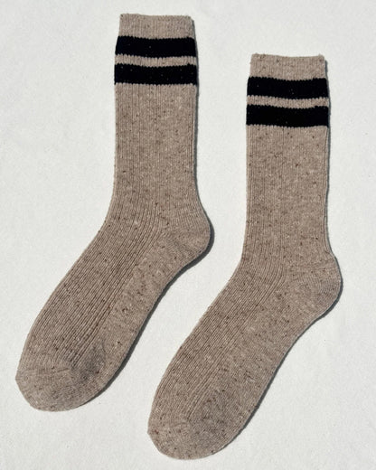 Snow Varsity Sock - Beige Black