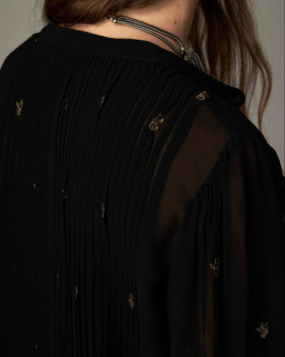Soiree Catherine Pleat Front Blouse - Black