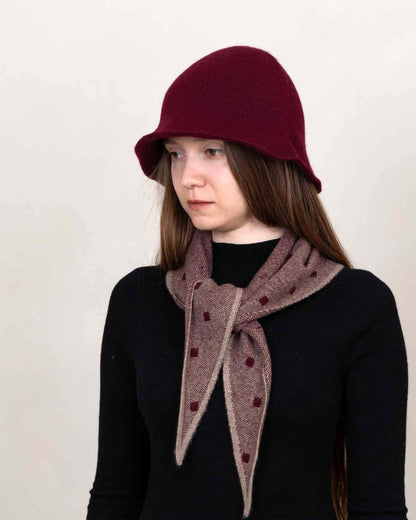 Spot Triangle Scarf - Claret