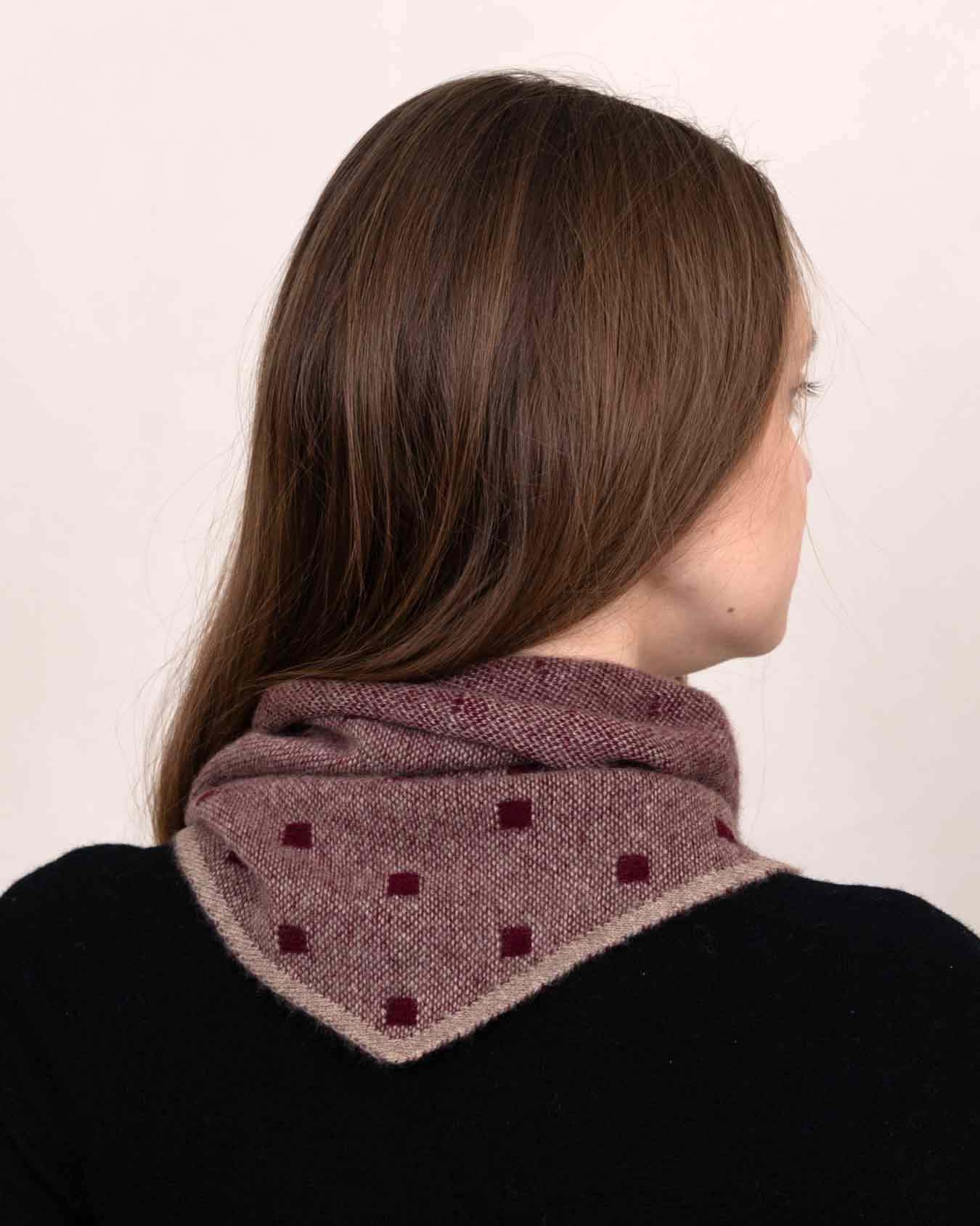 Spot Triangle Scarf - Claret