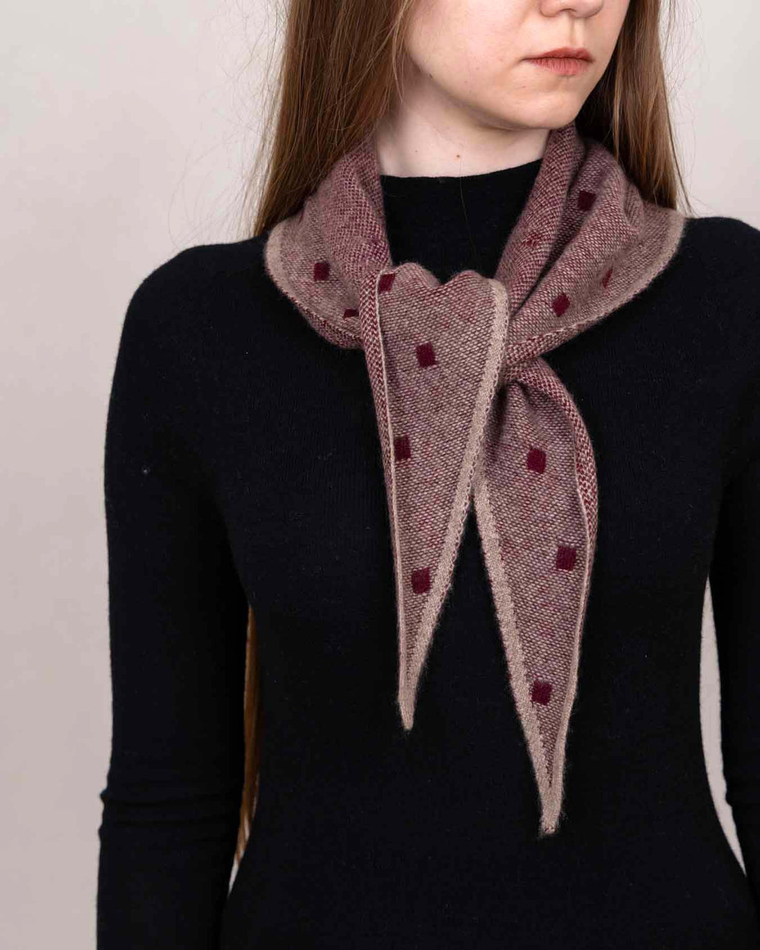 Spot Triangle Scarf - Claret