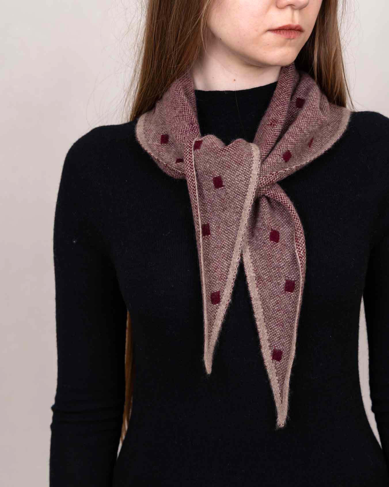 Spot Triangle Scarf - Claret