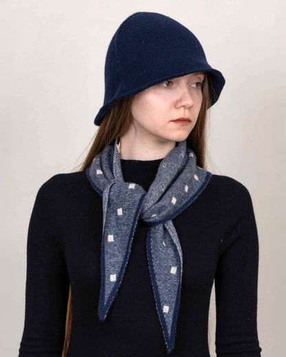 Spot Triangle Scarf - Navy