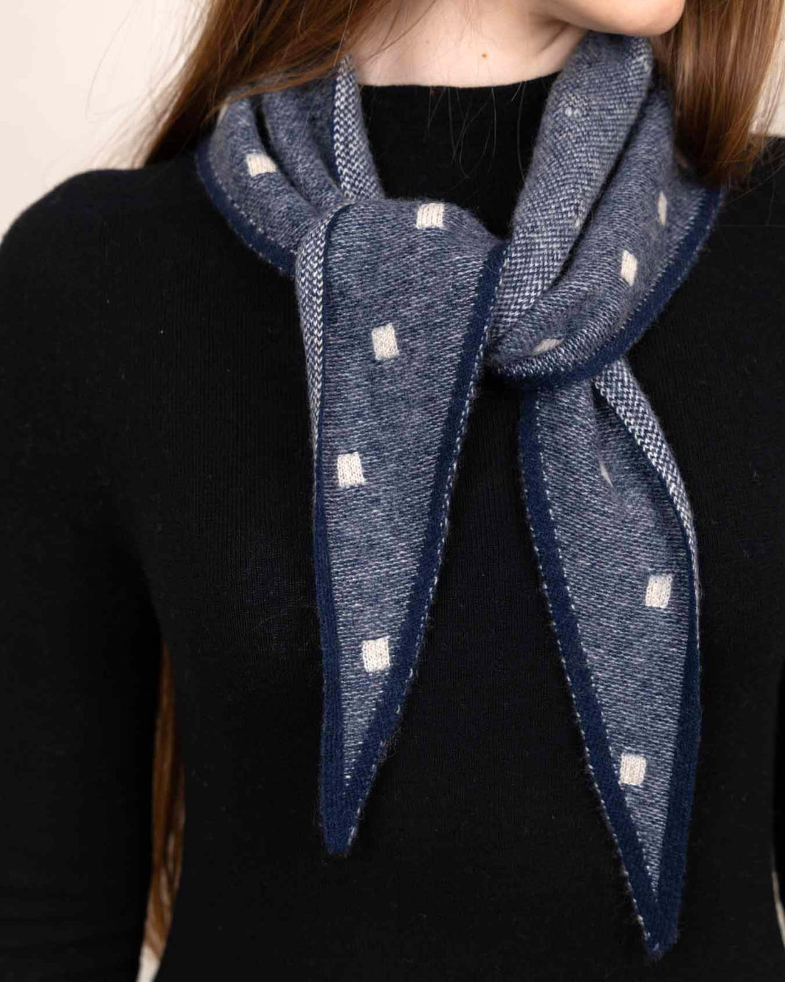 Spot Triangle Scarf - Navy