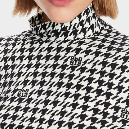 Star Fitted Polo Top - Black And White