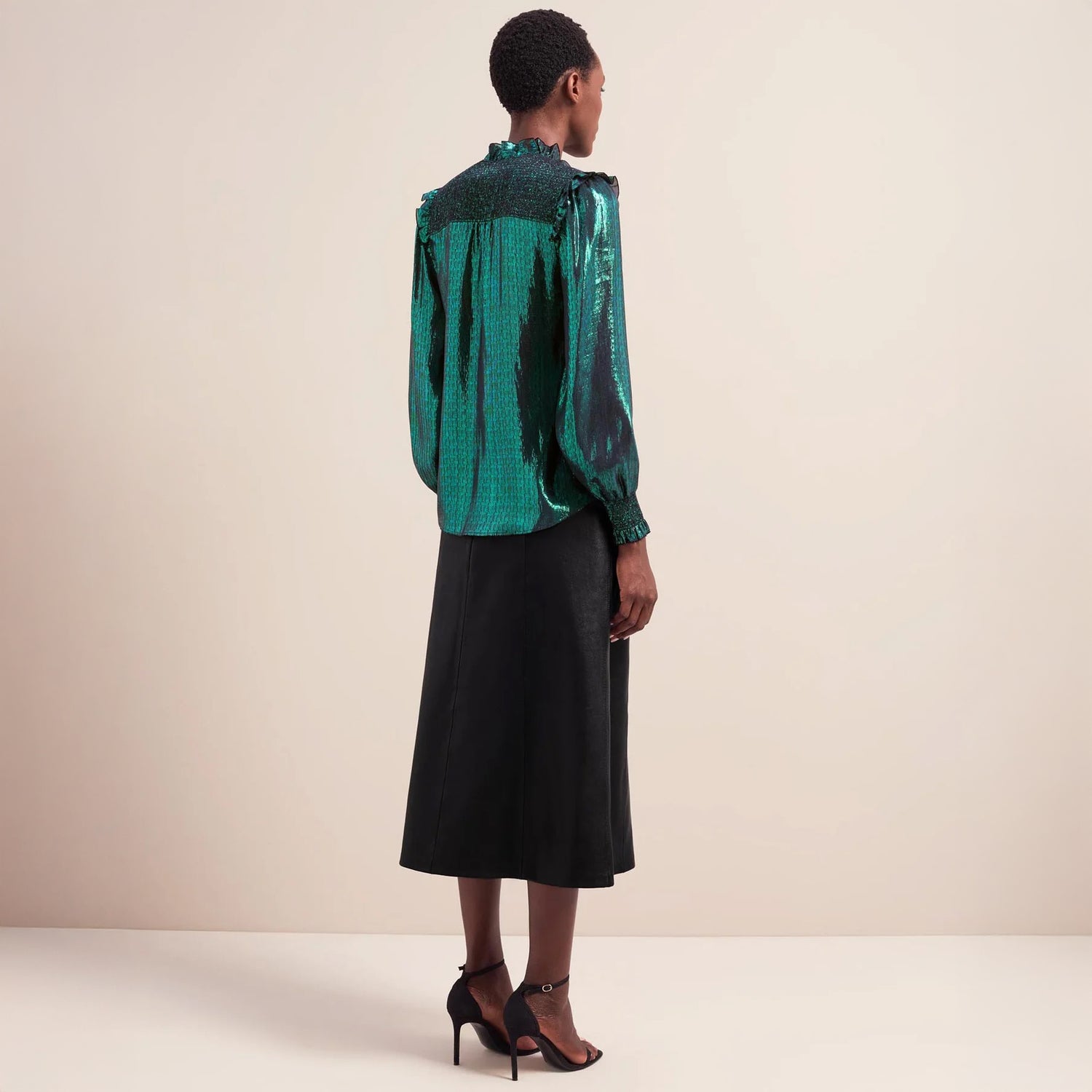 Stella Metallic Shirt - Dark Green