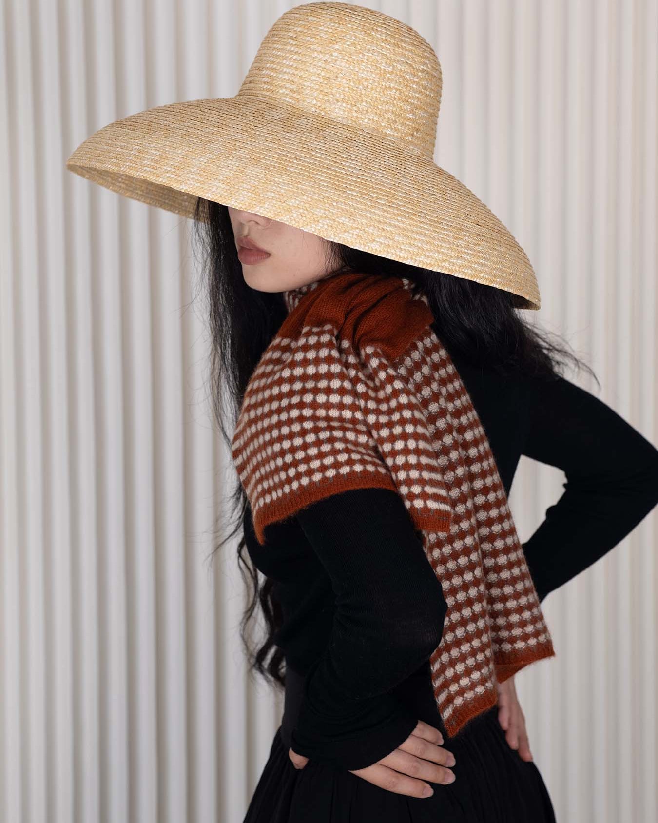 Stitch Detail Full Scarf - Red