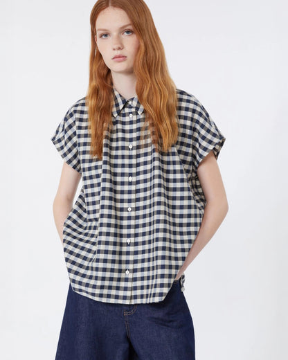 Strano Gingham Check Shirt - Navy
