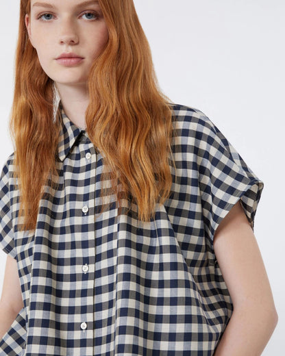 Strano Gingham Check Shirt - Navy