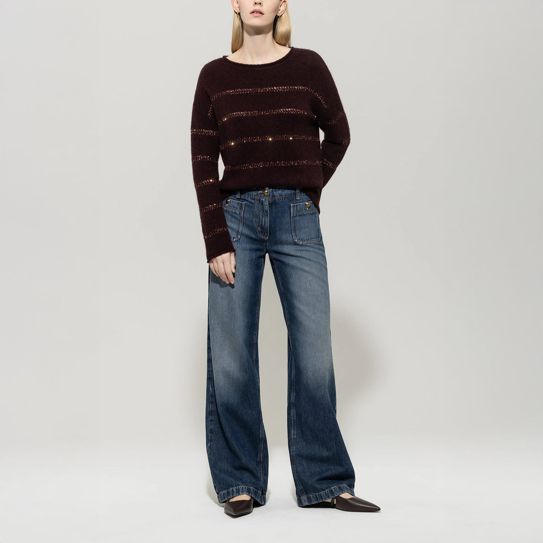 Stripe Jumper - Burgundy