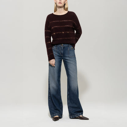 Stripe Jumper - Burgundy