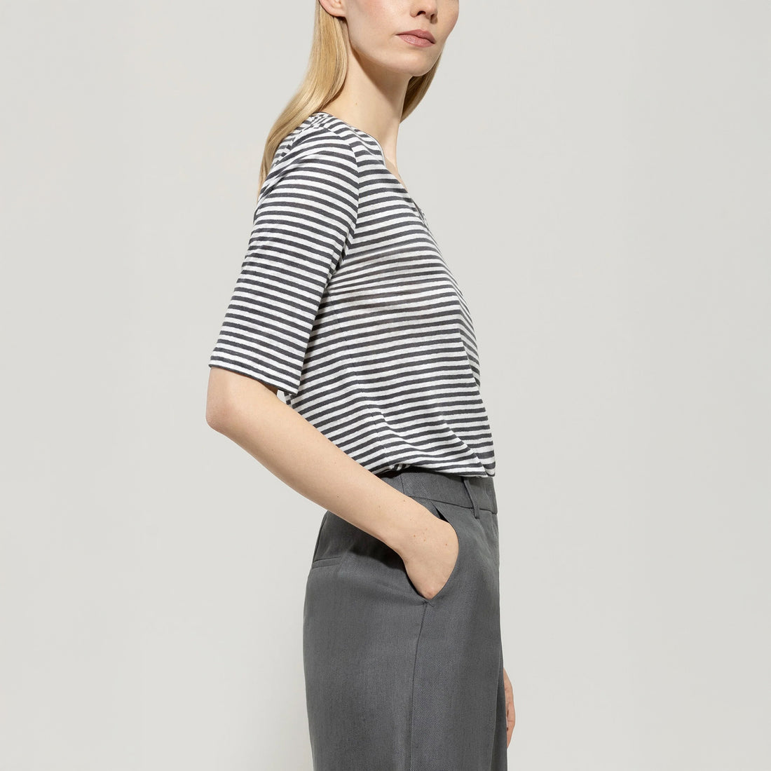 Stripe T-Shirt - Cool Grey Melange