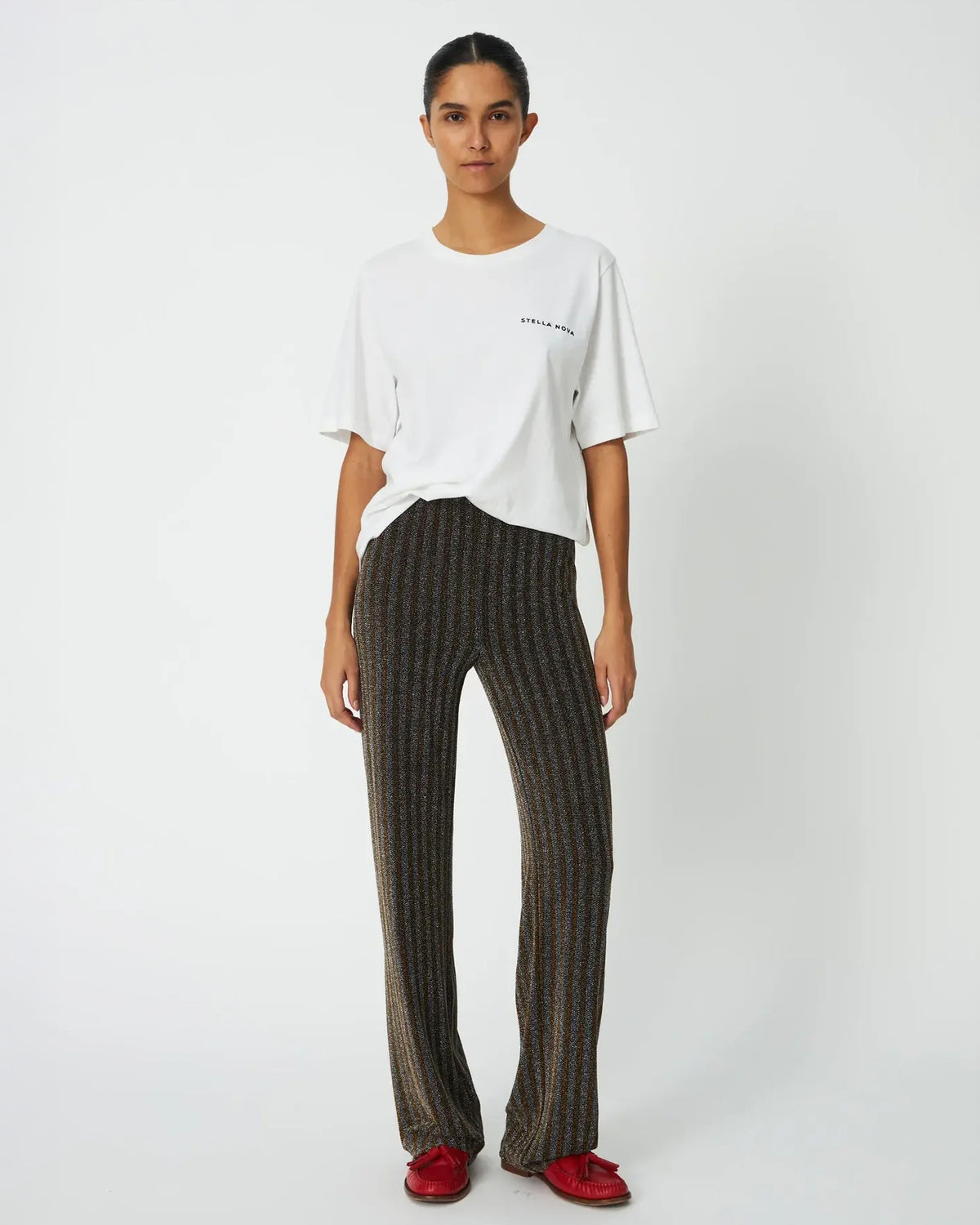 Striped Lurex Jersey Pants - Gold Silver Shimmer