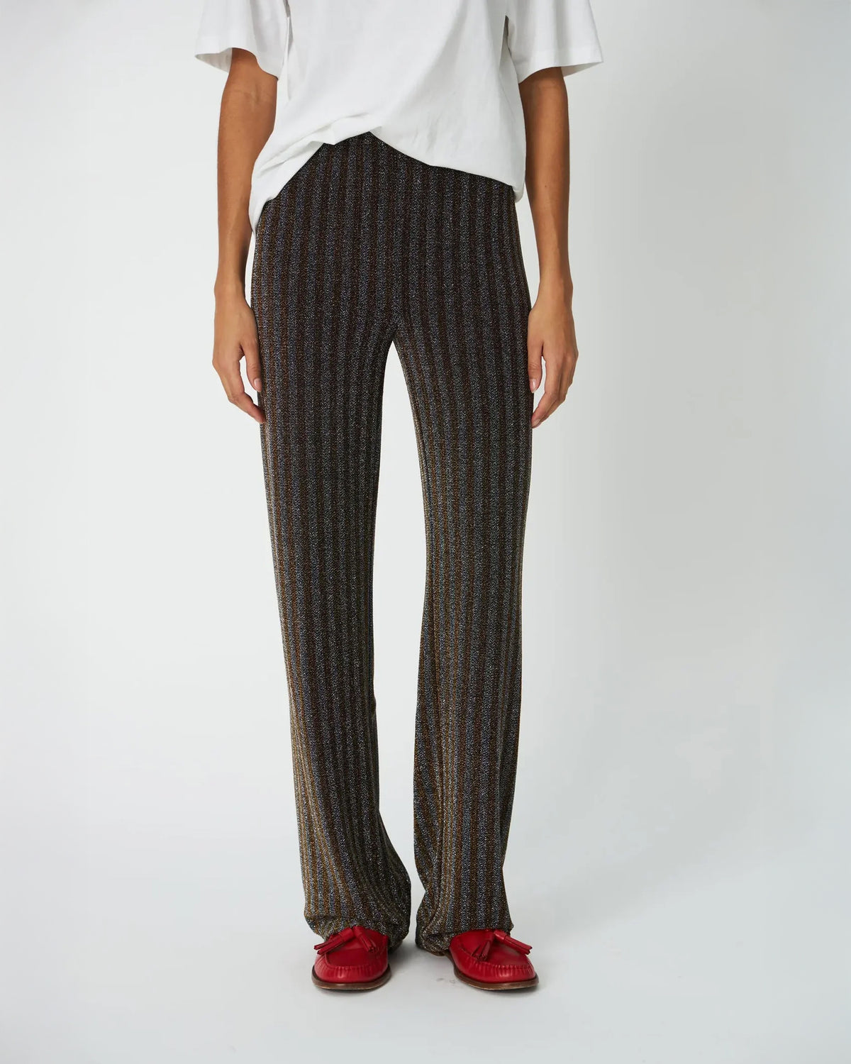 Striped Lurex Jersey Pants - Gold Silver Shimmer
