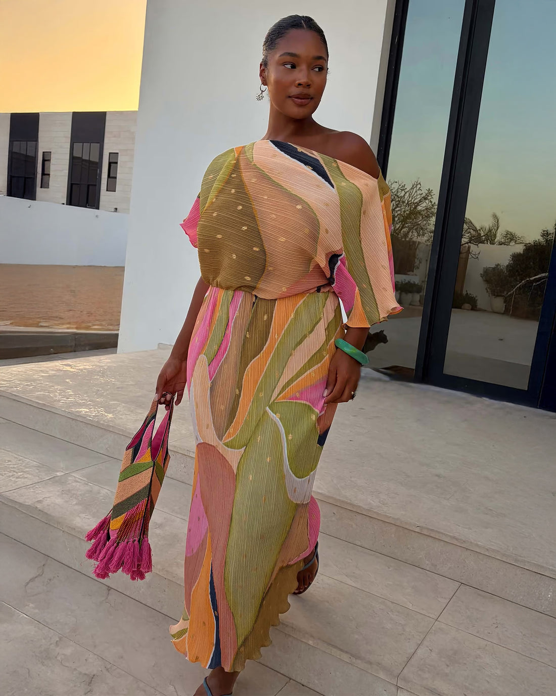 Green Abstract Tilly Dress - Green