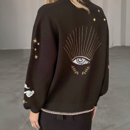 Black Night Garden Knit Cardigan - Black