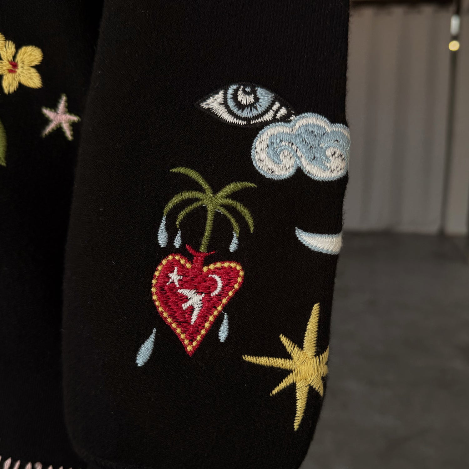 Black Night Garden Knit Cardigan - Black