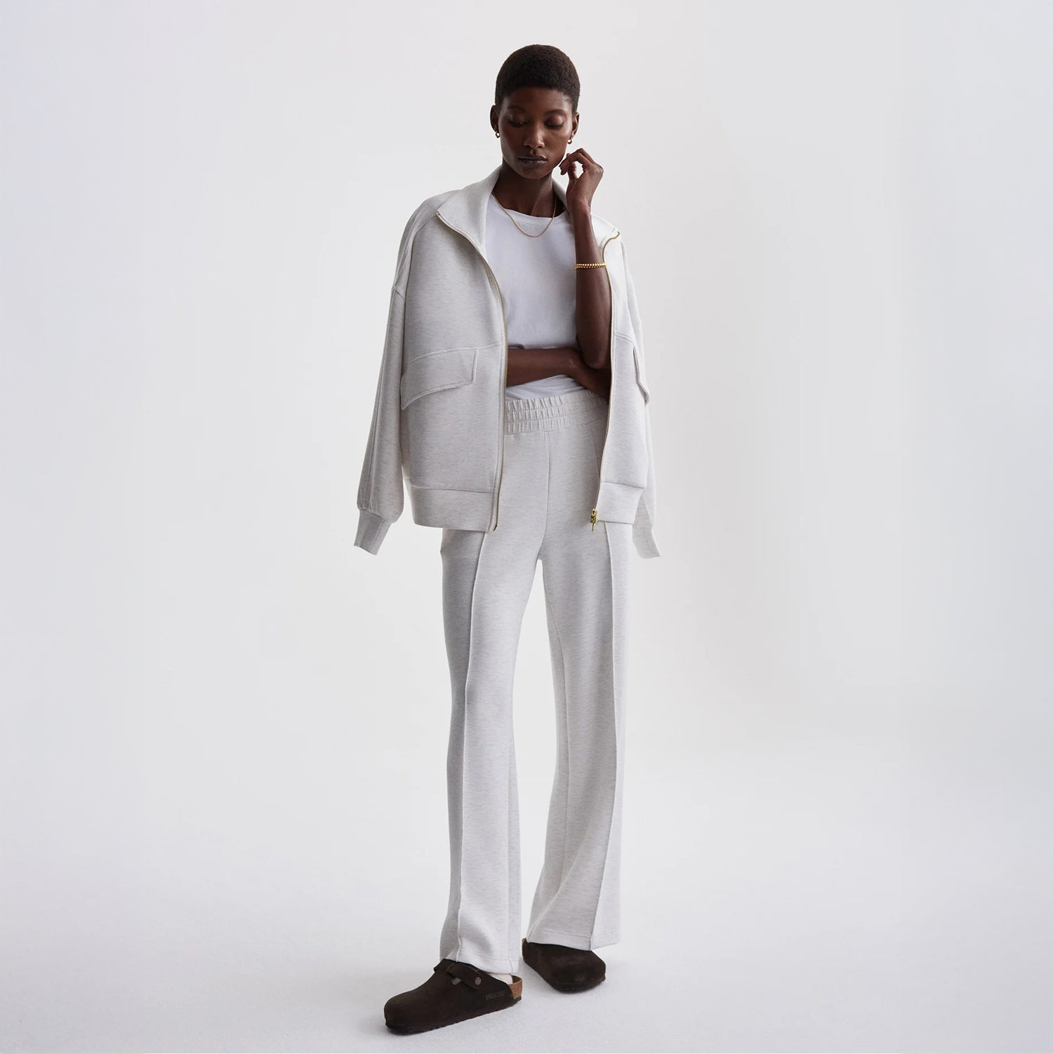 The Wide Leg Pant 30 - Ivory Marl