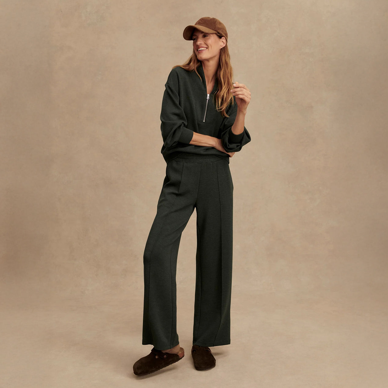The Wide Leg Pant 30 - Olive Marl