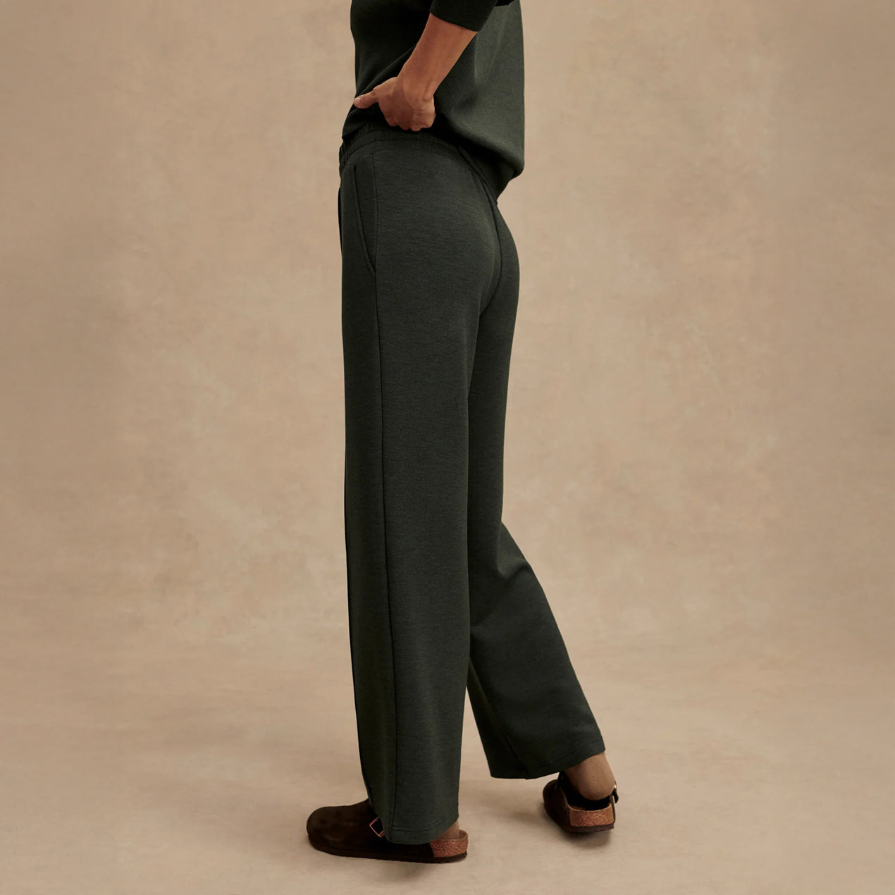 The Wide Leg Pant 30 - Olive Marl