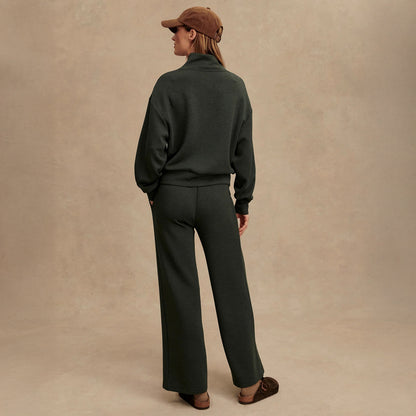 The Wide Leg Pant 30 - Olive Marl