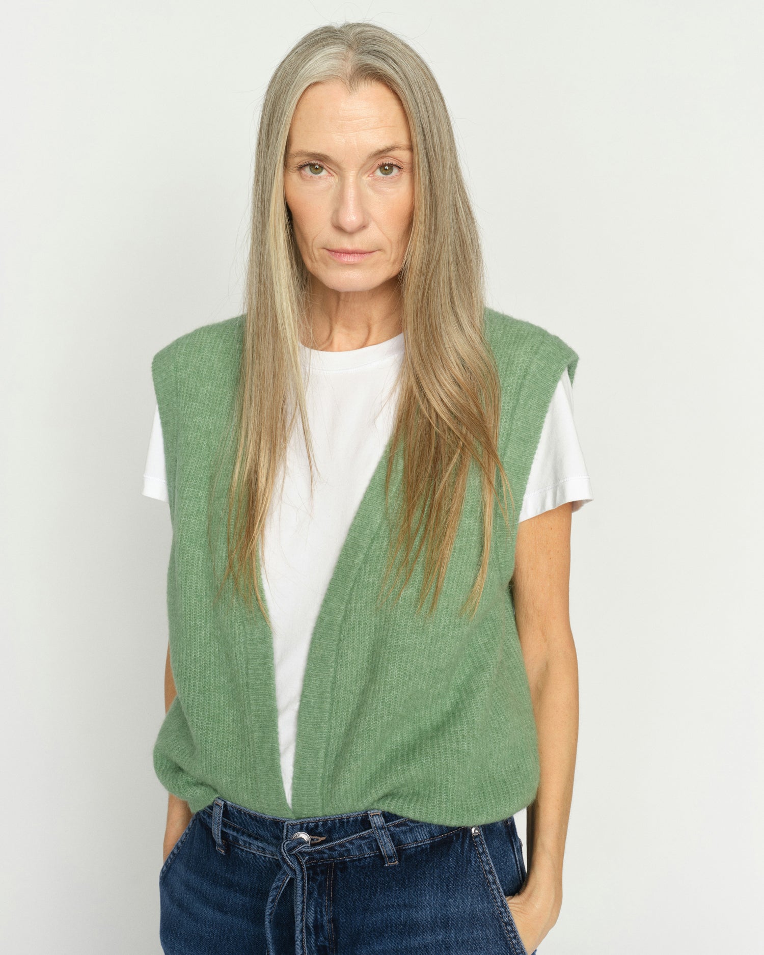 Thora Knit Vest - Turf Green