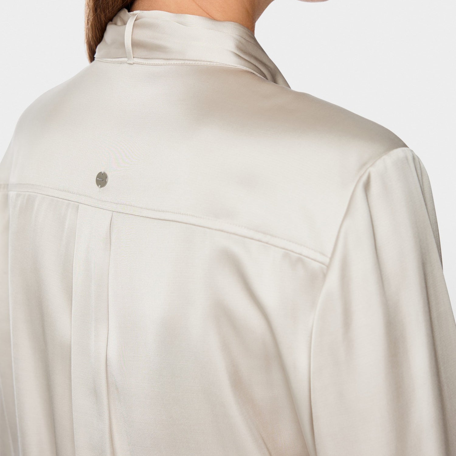 Tie Neck Smart Shirt - Smoke