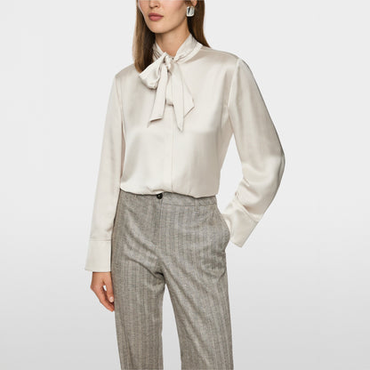 Tie Neck Smart Shirt - Smoke