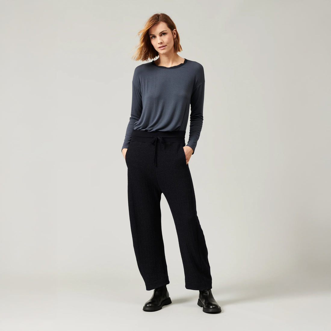 Tie Waist Trouser - Navy Blue