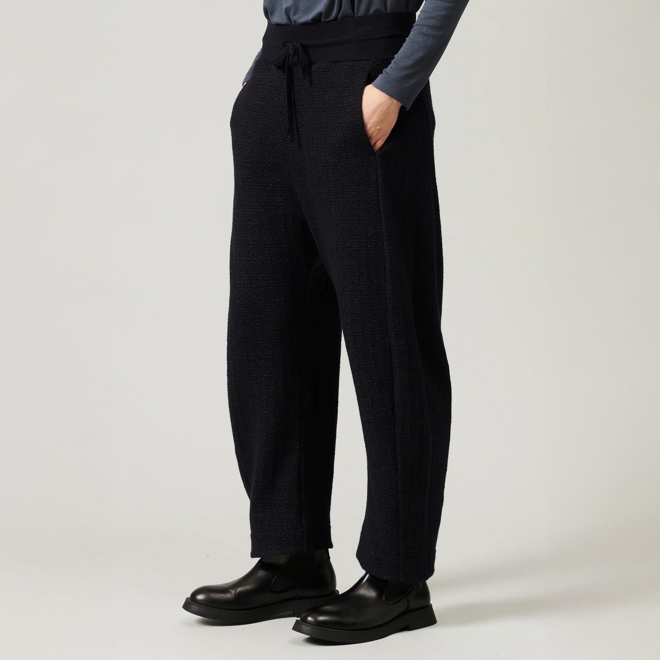 Tie Waist Trouser - Navy Blue