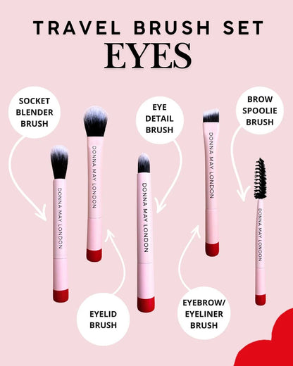 Travel Makeup Brush Set - Red