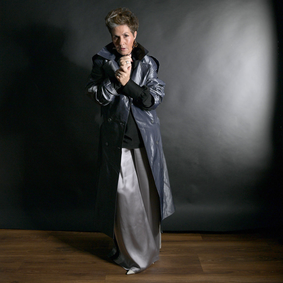 Taffeta Trench - Charcoal