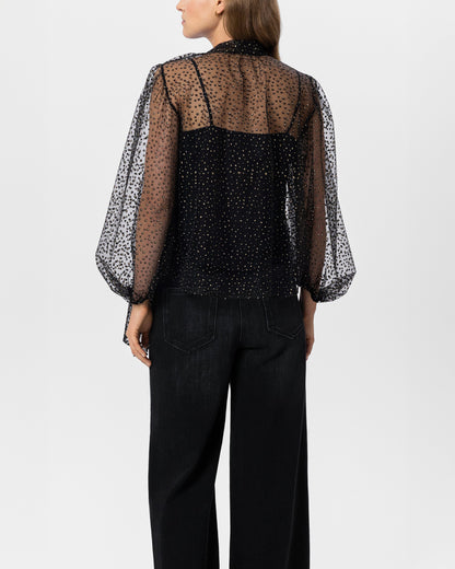 Tulle Blouse With Lurex Dots - Deep Black