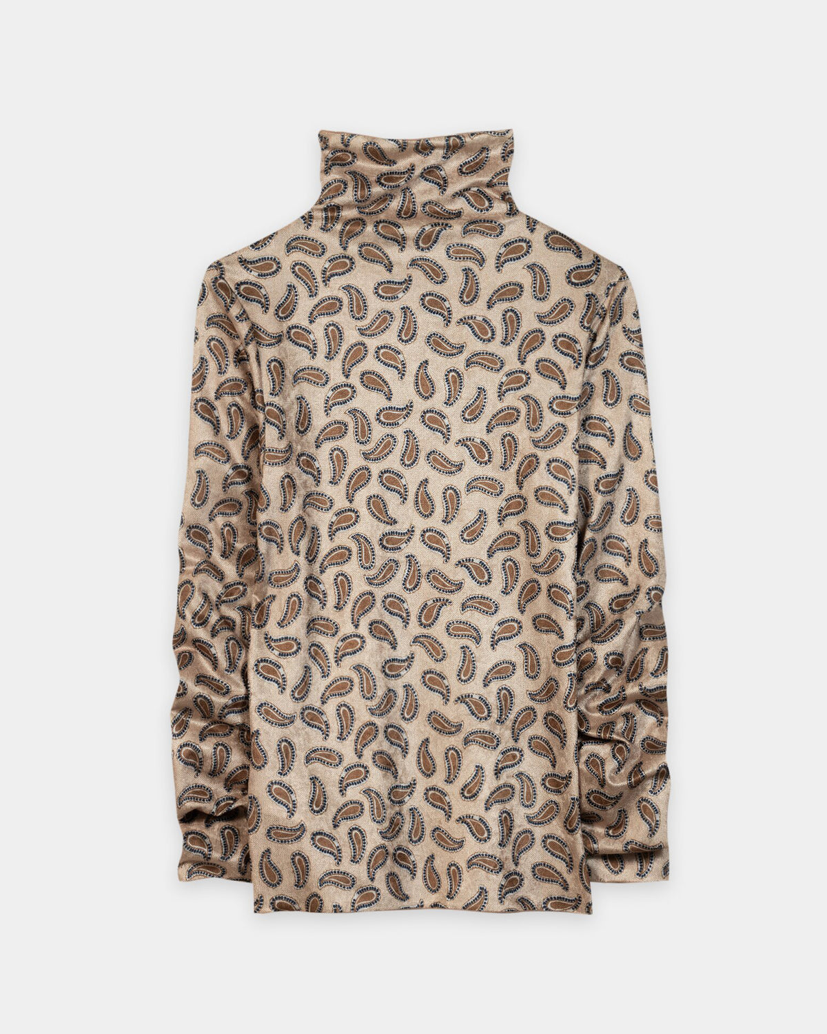 Turtleneck Printed Top - Soft Caramel
